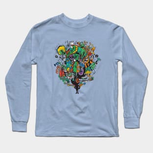 Monster band playing doodle Long Sleeve T-Shirt